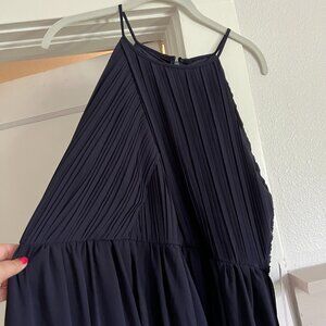 BHLDN Formal Rouched Pleated Chiffon Dress in Navy size 16 Unaltered